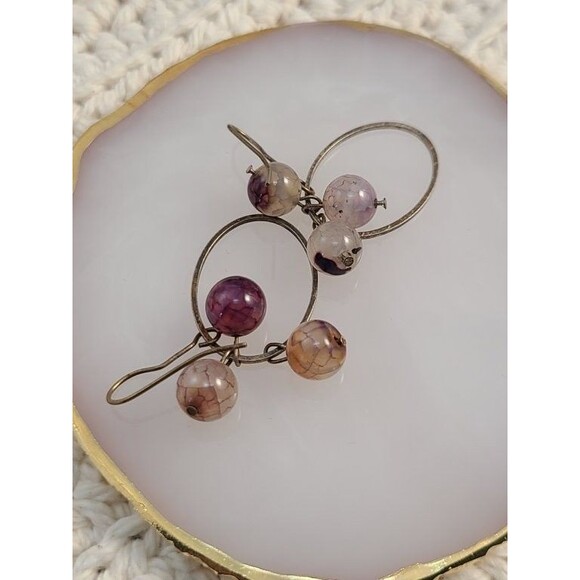 Handmade Tourmaline Earrings Dangle Beads Boho Gemstone Jewelry Gift - Picture 3 of 4